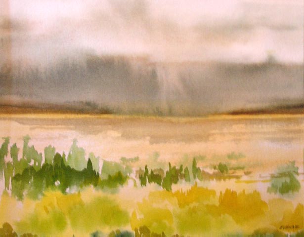 Evanne Jardine, Storm over the Whites, Watercolor, 11x15 Evanne Jardine, Storm over the Whites, Watercolor, 11x15