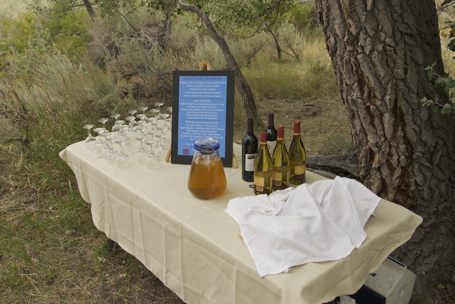 The wine and cheese display under the cottonwoods. Photo courtesy of Stephen Ingram The wine and cheese display under the cottonwoods. Photo courtesy of Stephen Ingram